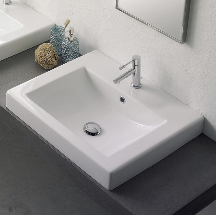 Scarabeo by Nameeks Ceramic Rectangular DropIn Bathroom Sink with